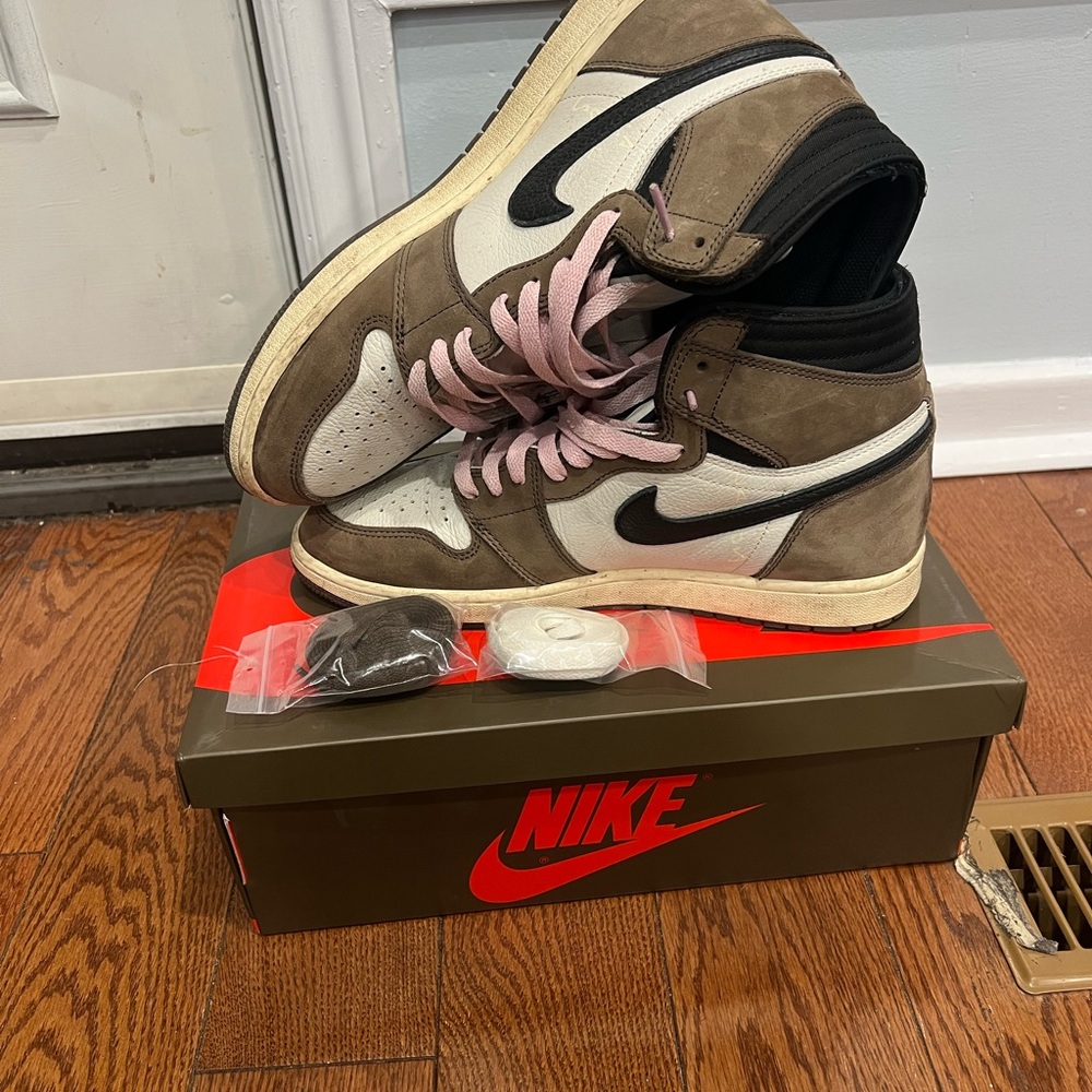Travis Scott Brown and Pink Sneakers